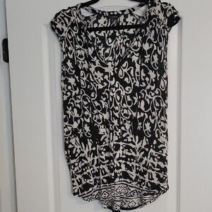 Lucky Brand Sleeveless Printed Tunic Top Women’s Boho Black White